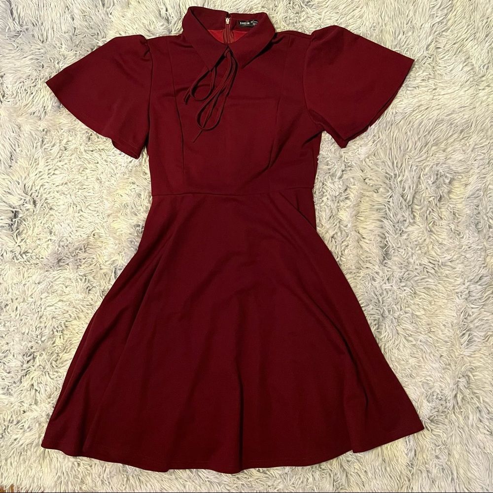 Shein wine skater dress Large